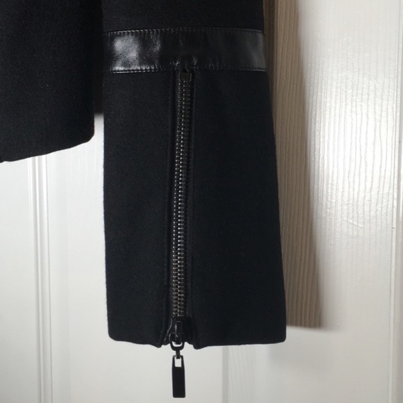 Guess Black Wool/Leather Moto-Zip Coat - Picture 4 of 8